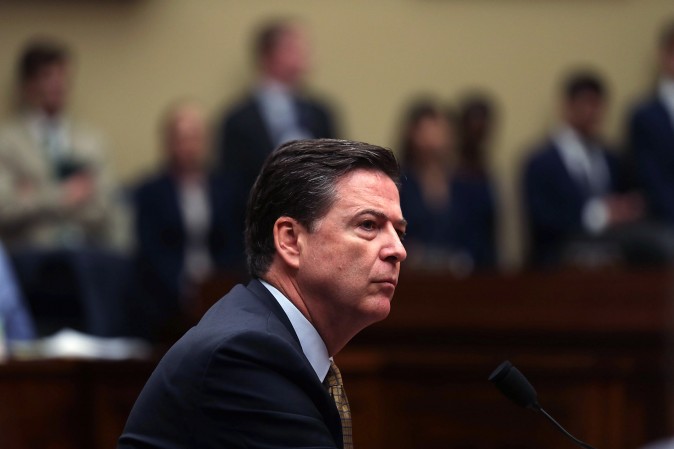 WASHINGTON, DC - JULY 07:  FBI Director James Comey testifies during a hearing before House Oversight and Government Reform Committee July 7, 2016 on Capitol Hill in Washington, DC. The committee held a hearing "Oversight of the State Department," focusing on the FBI's recommendation not to prosecute Democratic presidential candidate Hillary Clinton for maintaining a private email server during her time as Secretary of State.  (Photo by Alex Wong/Getty Images)