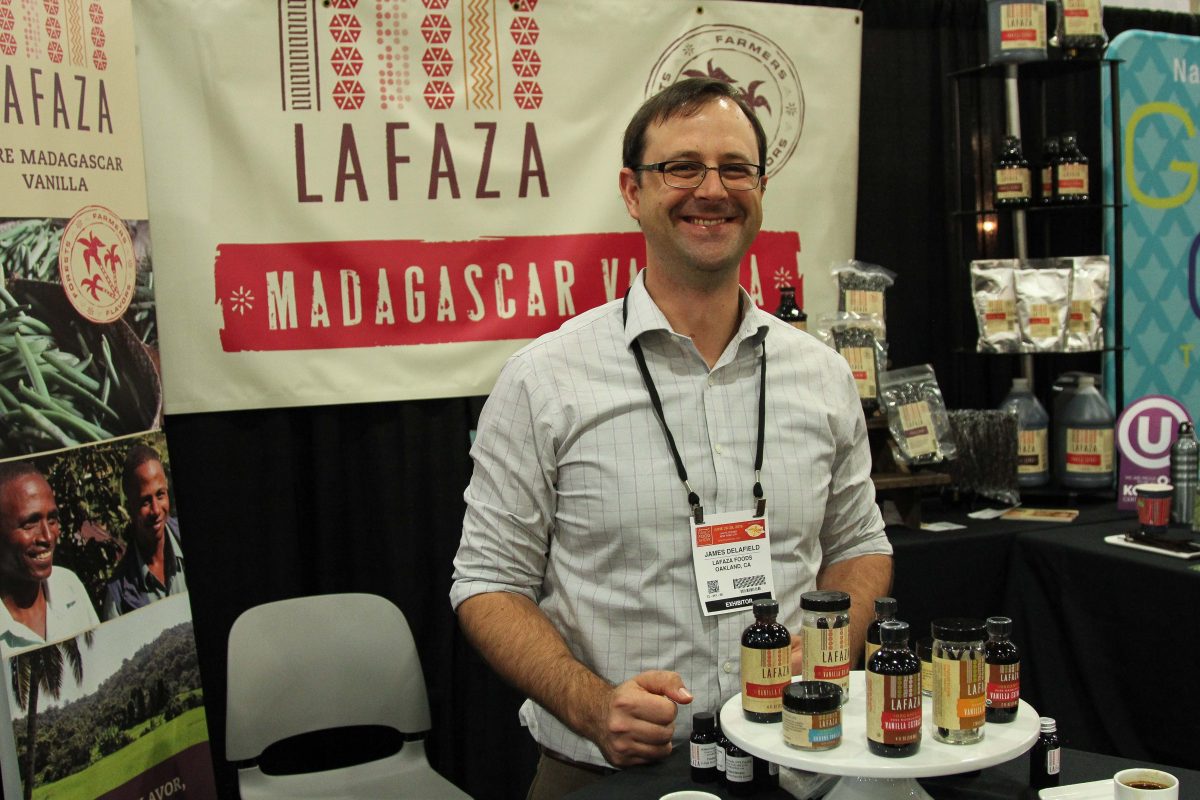 James Delafield, president of LAFAZA, a vanilla company, at the 2016 Summer Fancy Food Show in New York. (Andrea Hayley/Epoch Times)