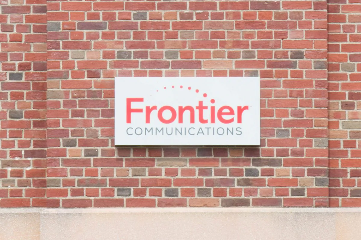 The sign on Frontier Communications office building in Middletown on July 8, 2016. (Holly Kellum/The Epoch Times)