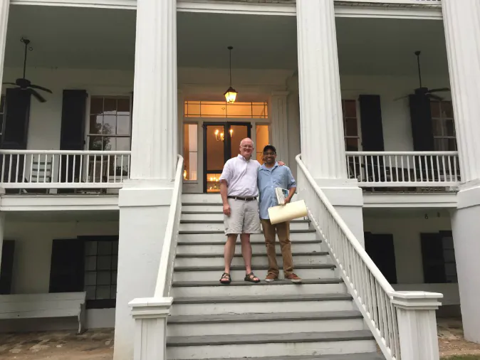 (R-L) Robert Adams and Nkrumah Steward at Wavering Place Plantation in South Carolina. (Photo courtesy Nkrumah Steward )