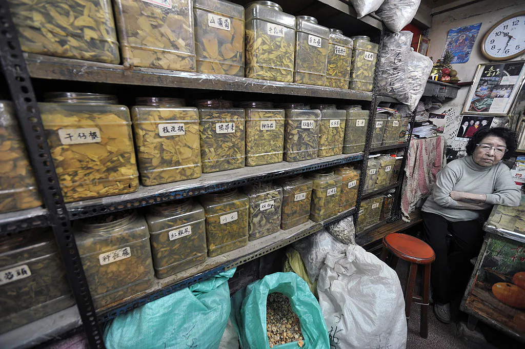 A vendor looks after her shop at the traditional Chinese herb market in Taipei on March 19, 2010. (Sam Yeh/AFP/Getty Images)
