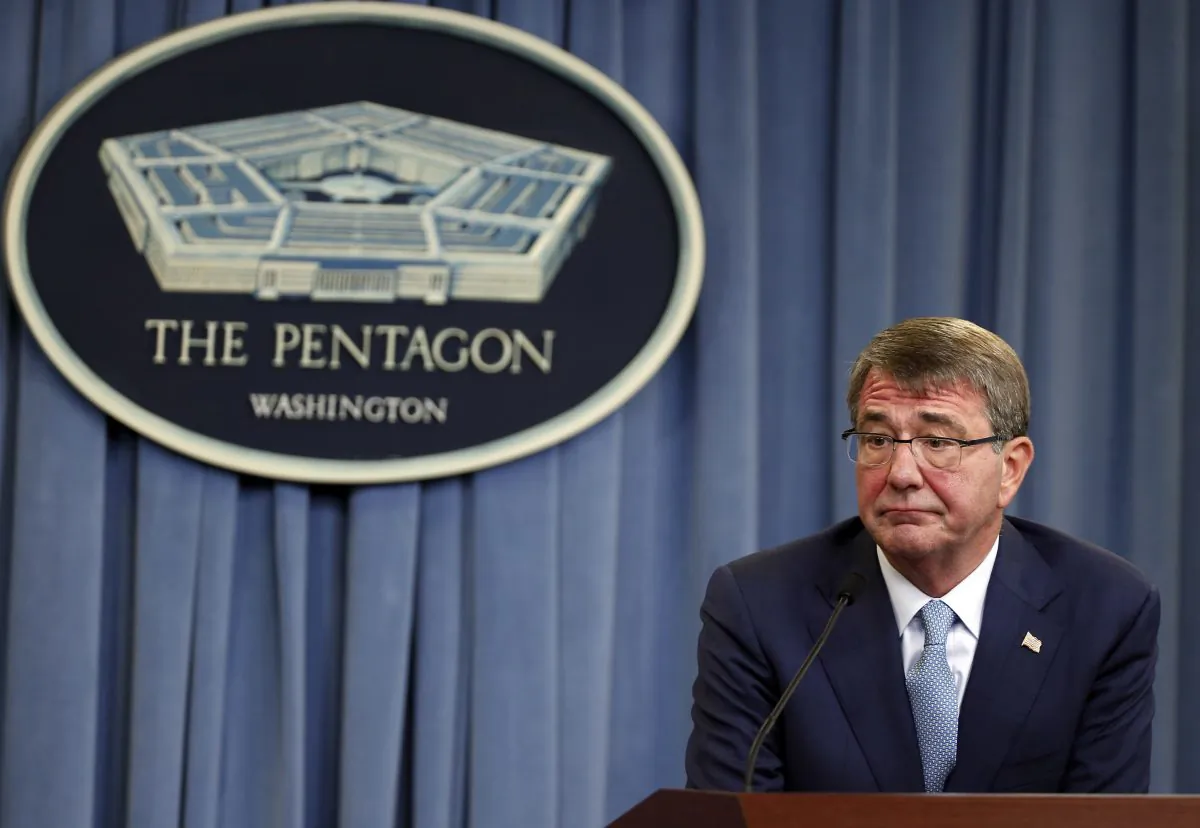 Secretary of Defense Ash Carter during a media availability at the Pentagon in Washington. (AP Photo/Alex Brandon)