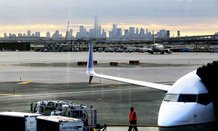A jet is parked at Newark Liberty International Airport in Newark, N.J. on May 1, 2015. The airport is one of Signature Flight Supports FBOs in the New York metropolitan region. (AP/Julio Cortez)