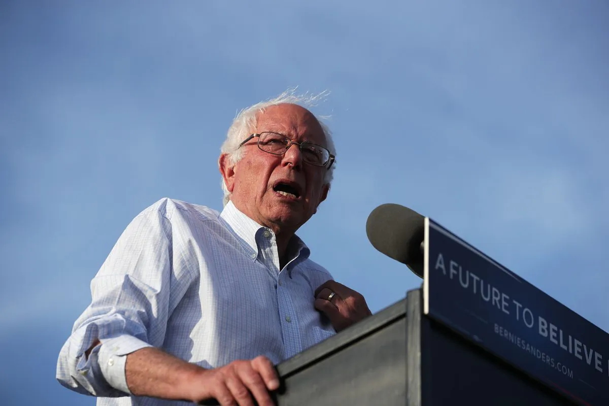 Sen. Bernie Sanders (I-VT) during a rally near the Robert F. Kennedy Memorial Stadium June 9, 2016 in Washington, DC. 
 (Alex Wong/Getty Images)