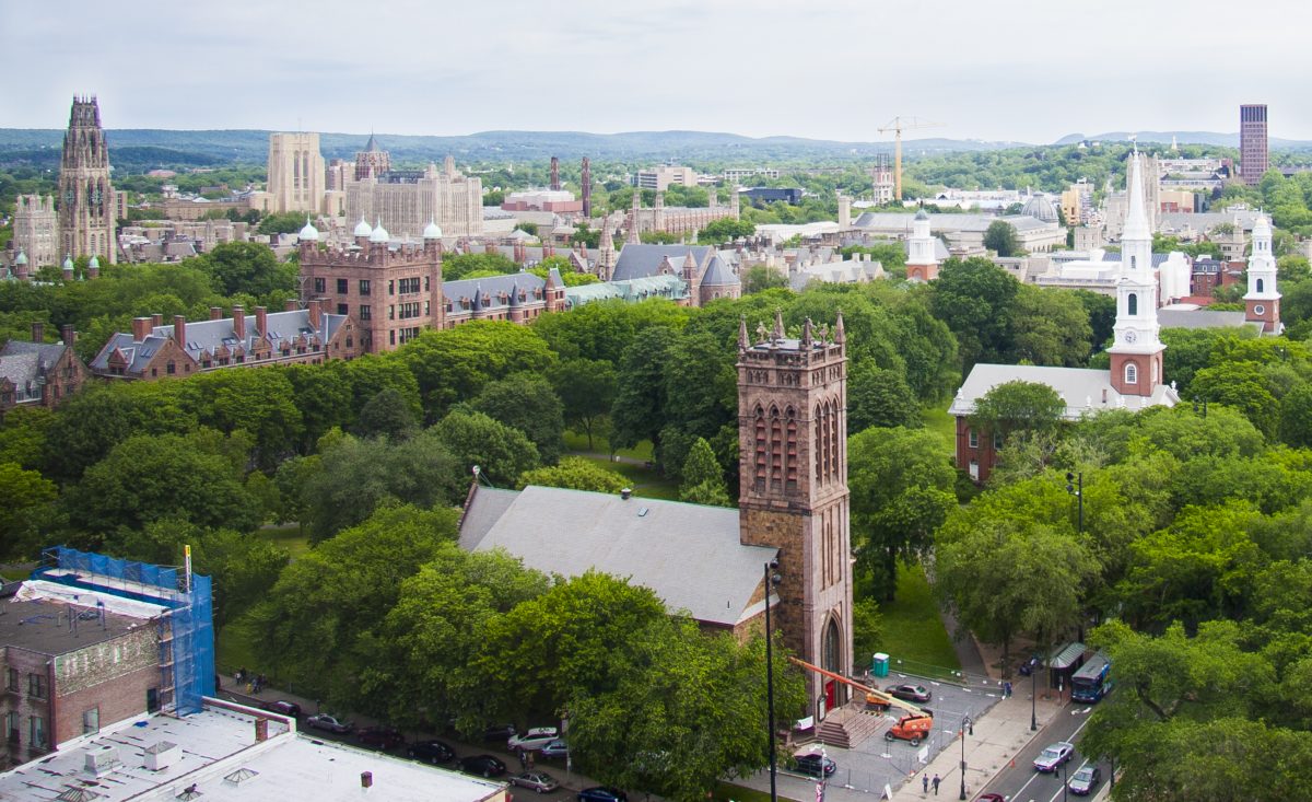 View of New Haven from the 19th floor of the Omni New Haven Hotel. (Annie Wu/Epoch Times)