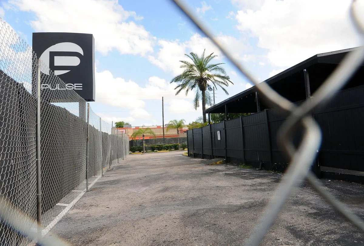 ORLANDO, FLORIDA - JUNE 21:  A view of the Pulse nightclub main entrance on June 21, 2016 in Orlando, Florida. The Orlando community continues to mourn the victims of the deadly mass shooting at a gay nightclub.  (Photo by Gerardo Mora/Getty Images)