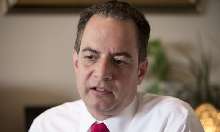 Republican National Committee (RNC) Chairman Reince Priebus answers questions from The Associated Press during an interview at RNC headquarters on Capitol Hill in Washington, D.C., on May 13, 2016. (AP Photo/J. Scott Applewhite)