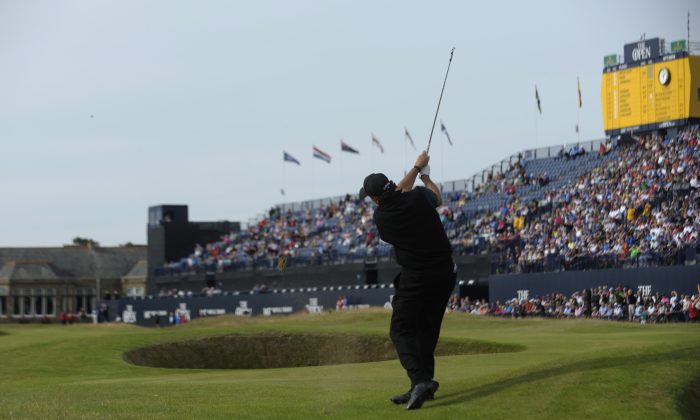 Phil Mickelson plays towards the 18th Green during his first round 63 on the opening day of the 2016 British Open Golf Championship at Royal Troon in Scotland. (Andy Buchanan/AFP/Getty Images) 