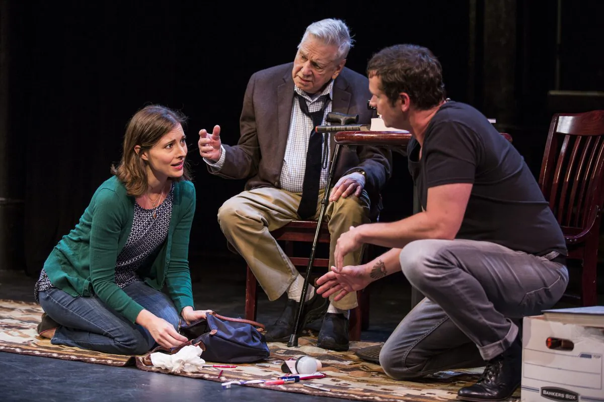 (L–R) Widow Annie (Vanessa Britting) would like to contact her husband in a séance, which Professor Williston (Brian Murray) has arranged with channeler James (Anthony J. Goes) in “Simon Says.” (Maria Baranova)