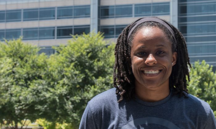 Chelsea Whitaker, former point guard from Baylor University and now a detective with the Dallas Police Department, poses for a portrait in Dallas on July 13, 2016. (AP Photo/Lisa Marie Pane)