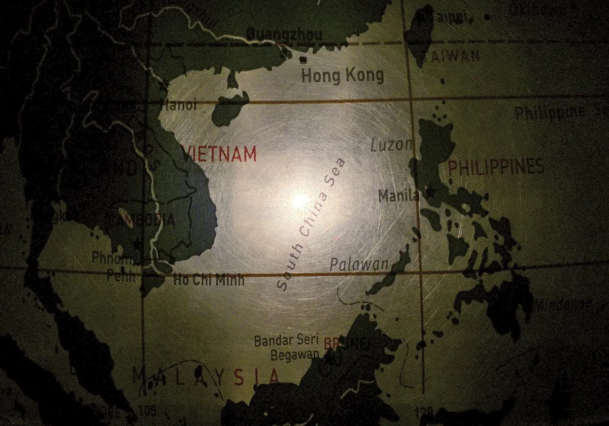 An illuminated globe shows the South China Sea at a museum in Pathumthani, Thailand. (Charles Dharapak/AP Photo)