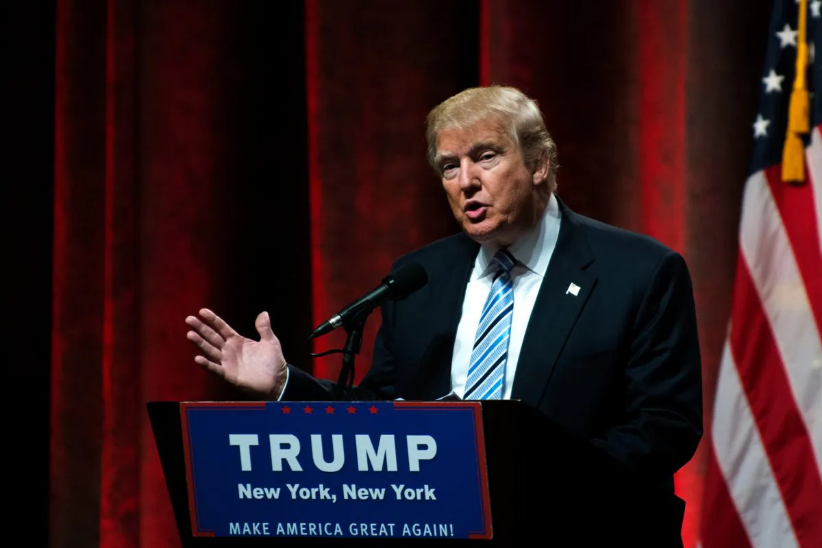 Republican presidential candidate Donald Trump speaks before introducing his vice presidential running mate Indiana Gov. Mike Pence at the New York Hilton Midtown in New York City on July 16, 2016. (Bryan Thomas/Getty Images)