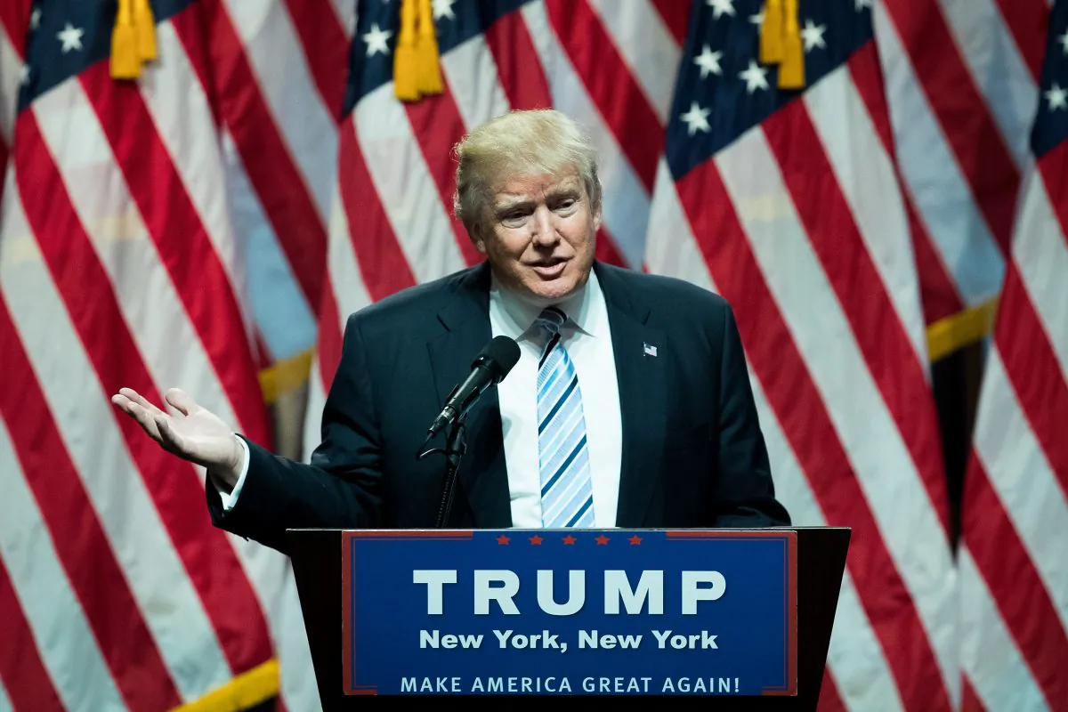 Donald Trump speaks before introducing his vice presidential running mate Mike Pence on July 16, 2016 in New York City. A Trump presidency could be a significant macro risk factor. (Drew Angerer/Getty Images)