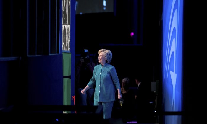 Democratic presidential candidate Hillary Clinton arrives to speaks at the American Federation of State, County and Municipal Employees 42nd International Convention at the Las Vegas Convention Center in Las Vegas, Tuesday, July 19, 2016. (AP Photo/Andrew Harnik)