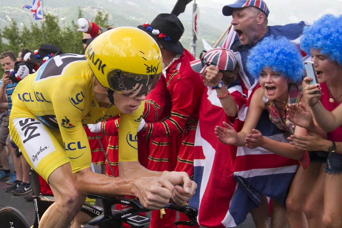 Britain's Chris Froome, in the overall leader's yellow jersey, climbs during Stage 18 of the Tour de France, a 17-km (10.6 miles) individual time trial from Sallanches to Megeve, France, Thursday, July 21, 2016. (AP Photo/Peter Dejong)