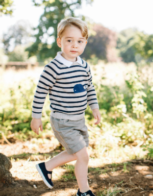 Recent but undated handout photo issued on Friday July 22, 2016 by William and Kate, the Duke and Duchess of Cambridge, of Britain's Prince George at Sandringham in Norfolk, England, who celebrates his third birthday on July 22. (Matt Porteous/Handout via AP)