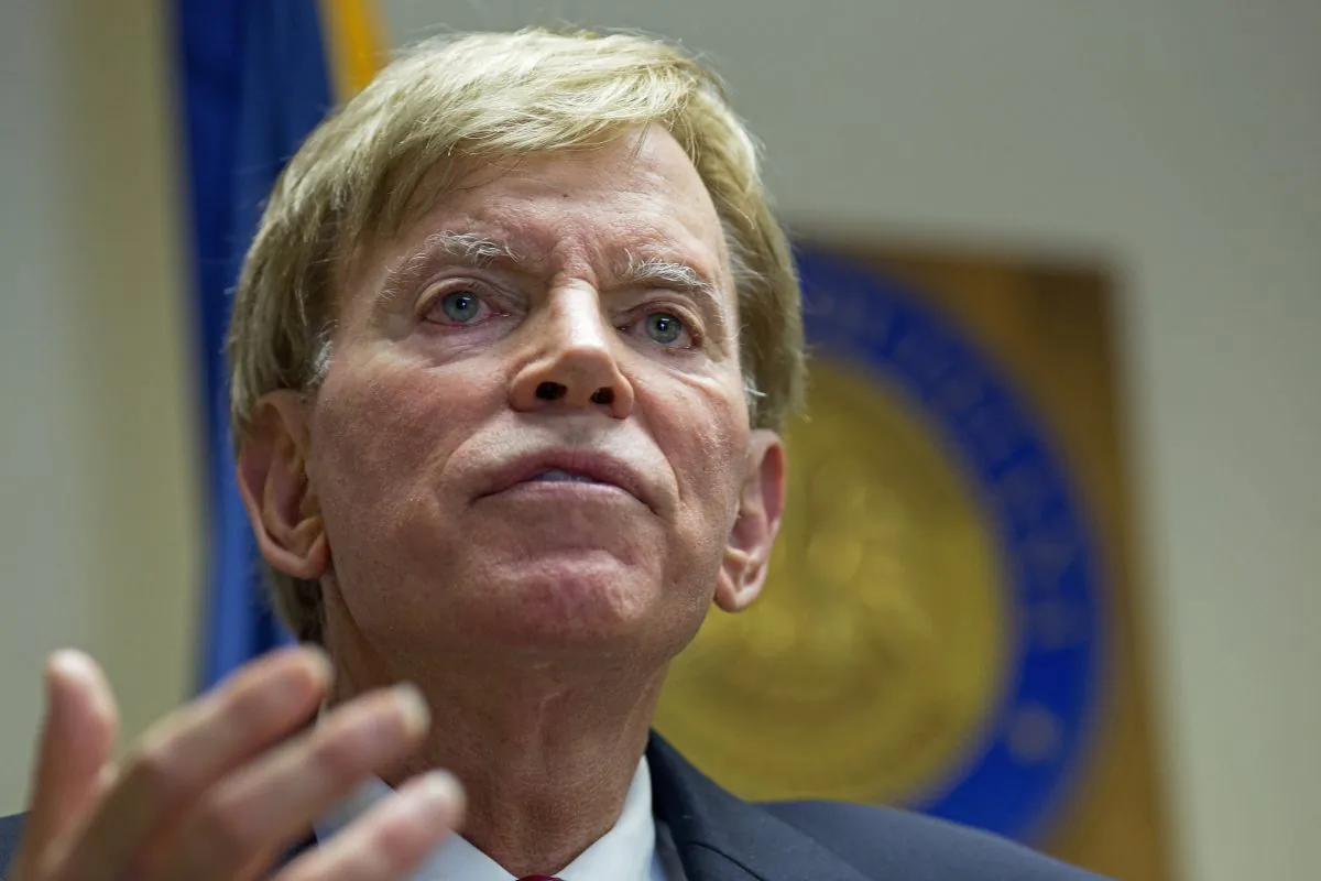 Former KKK leader David Duke talks to the media at the Louisiana Secretary of State's office in Baton Rouge, La., on July 22, 2016, after registering to run for the U.S. (AP Photo/Max Becherer)