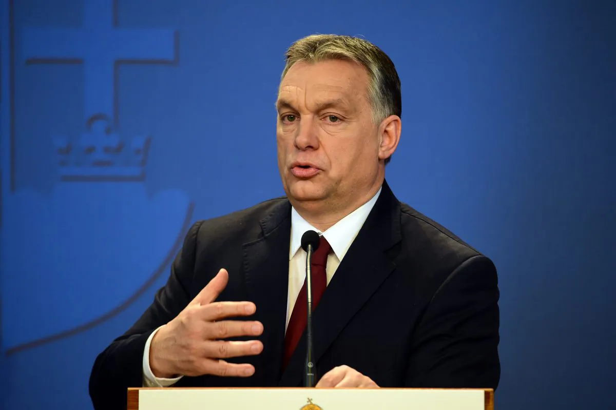 Hungary's Prime Minister Viktor Orban answers to journalists during the joint press conference, with German Bavarian State Premier Horst Seehofer (unseen), in Budapest, on March 4, 2016. (Attila Kisbenedek/AFP/Getty Images)