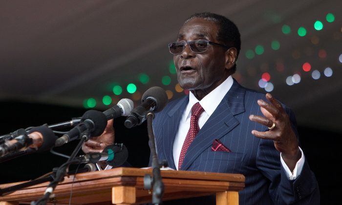 Zimbabwe's President Robert Mugabe delivers a speech during celebrations marking his birthday in Masvingo on Feb. 27, 2016. (Jekesai Njikizana/AFP/Getty Images)