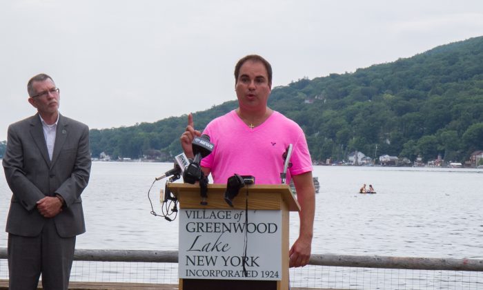 Hoboken International Film Festival Chairman Kenneth Del Vecchio speaks at a press conference in Greenwood Lake, the festival's new home, on July 25, 2016. (Holly Kellum/Epoch Times)