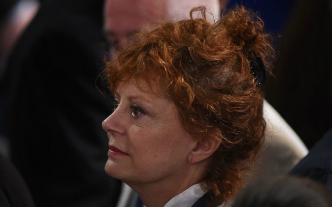 Actress Susan Sarandon looks on during Day 1 of the Democratic National Convention at the Wells Fargo Center in Philadelphia, Pennsylvania, July 25, 2016. (ROBYN BECK/AFP/Getty Images)