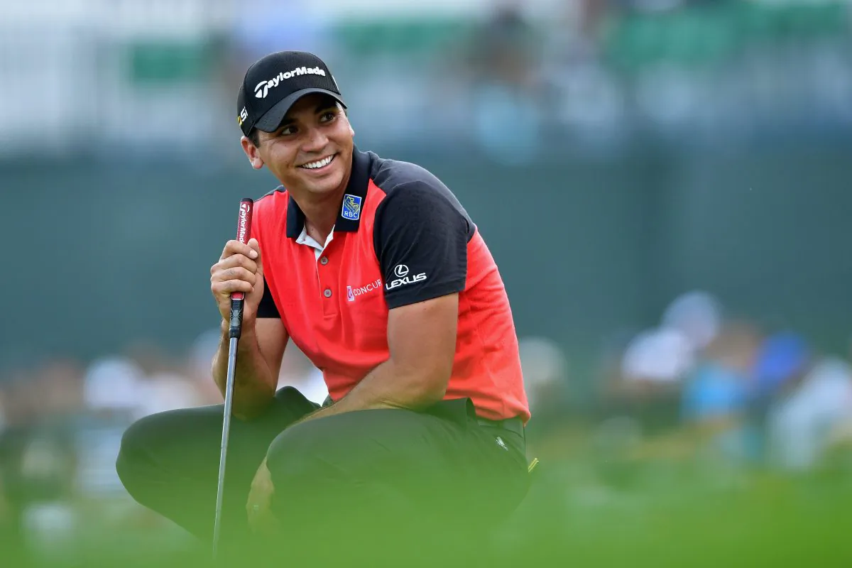Jason Day of Australia smiles on the 18th green during the second round of the 2016 PGA Championship at Baltusrol Golf Club on July 29, 2016 in Springfield, New Jersey. (Stuart Franklin/Getty Images)