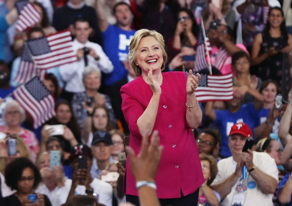 Democratic presidential candidate Hillary Clinton holds a rally a day after accepting the Democratic Party's nomination for president at Temple University on July 29, 2016 in Philadelphia, Pennsylvania. The Democrat is leading in the polls after the DNC. (Spencer Platt/Getty Images)