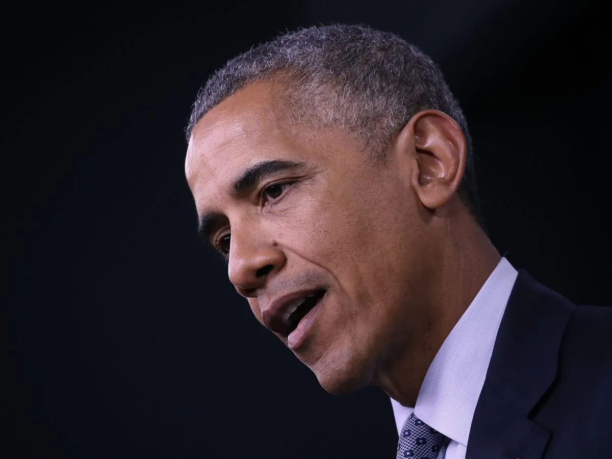 US President Barack Obama speaks to media after a meeting with US Secretary of Defense Ashton Carter and members of the Joint Chiefs of Staff, at the Pentagon August 4, 2016 in Arlington, Virginia. (Mark Wilson/Getty Images)