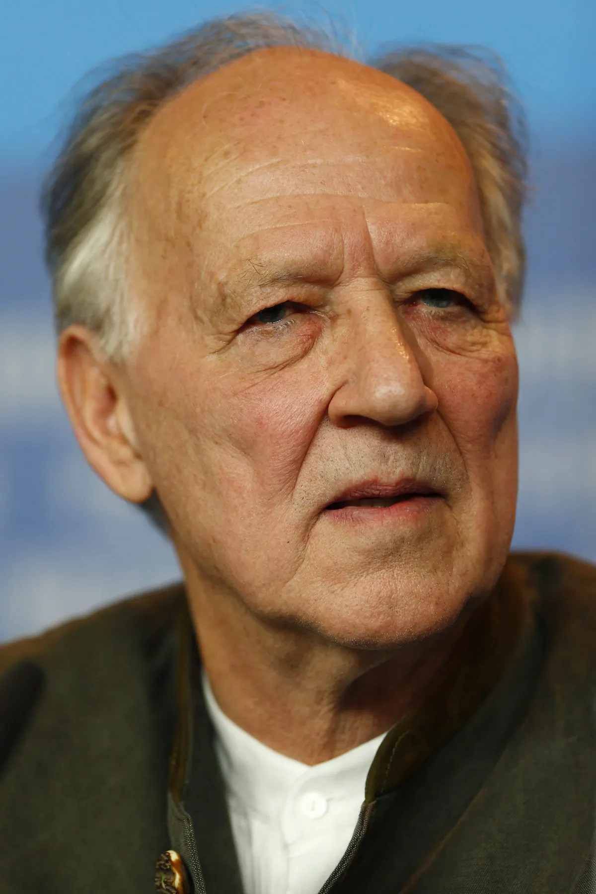 Director Werner Herzog during the press conference for the film Queen of The Desert at the 2015 Berlinale Film Festival in Berlin, Friday, Feb. 6, 2015. (AP Photo/Axel Schmidt)