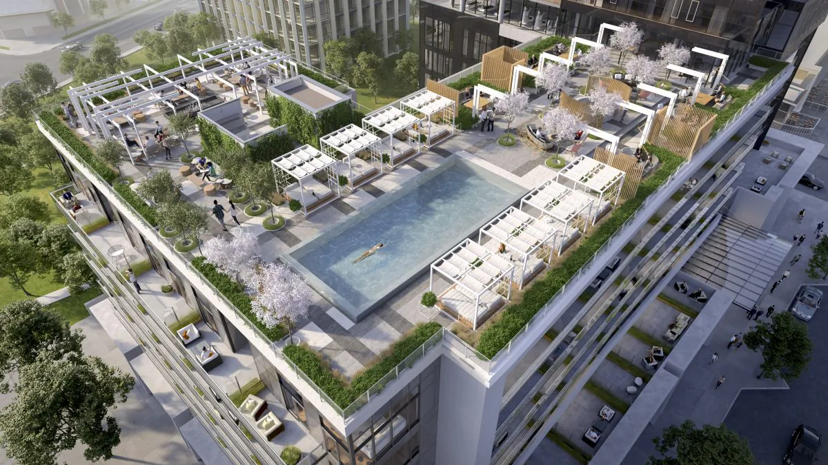 Aerial view of Rodeo Drive Condos by Lanterra Developments in Toronto. (Lanterra Developments)