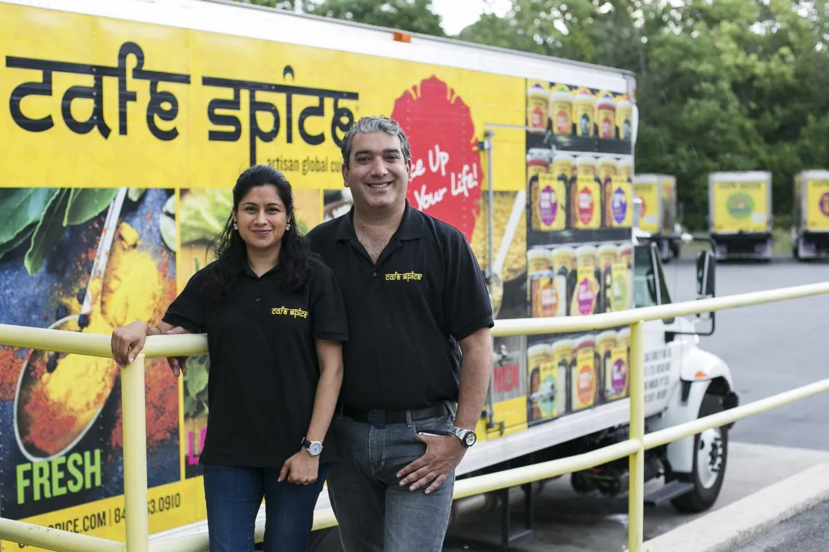 Cafe Spice co-owner Sameer Malhotra and his wife Payal Malhotra, at the Cafe Spice manufacturing facility in New Windsor, New York, on July 25, 2016. (Samira Bouaou/Epoch Times)