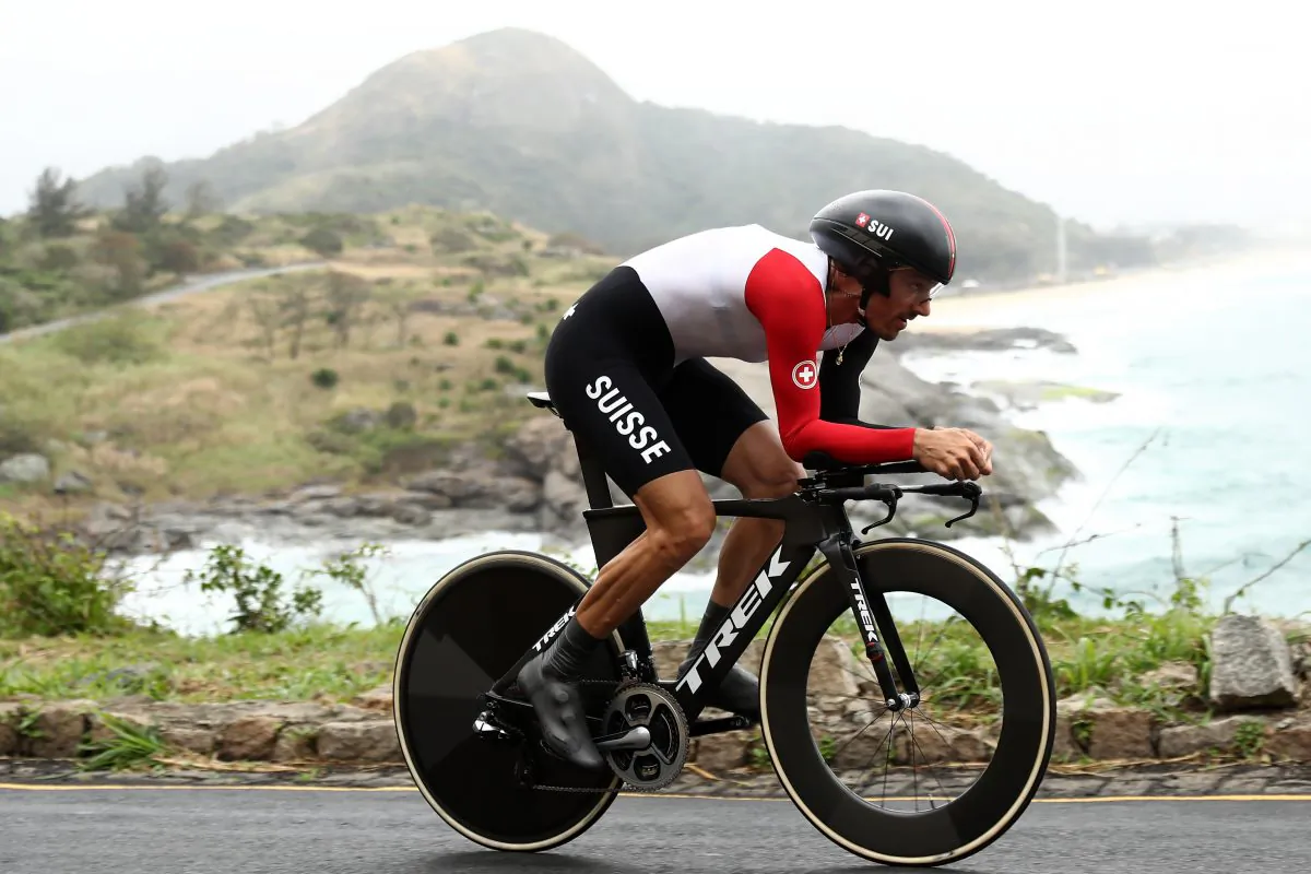 Fabian Cancellara of Switzerland competes in the Cycling Road Men's Individual Time Trial on Day 5 of the Rio 2016 Olympic Games at Pontal on August 10, 2016 in Rio de Janeiro, Brazil. (Bryn Lennon/Getty Images)