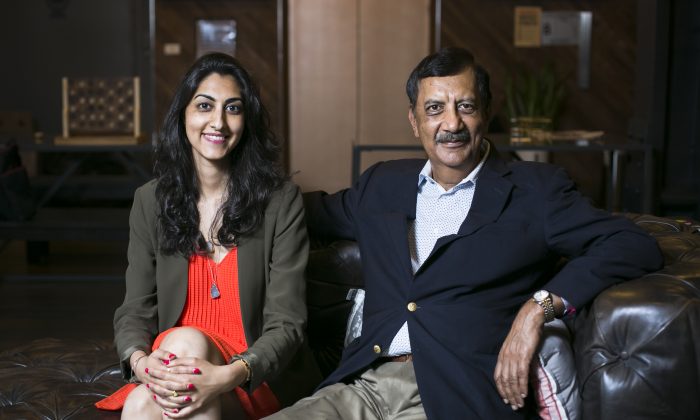 Chairman and CEO of BankMobile Jay Sidhu (R) and Chief strategy and marketing officer of BankMobile Luvleen Sidhu in Manhattan, New York, on July 11, 2016. (Samira Bouaou/Epoch Times)