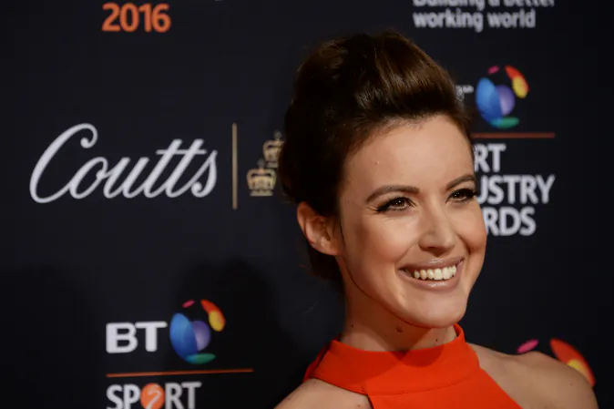 Presenter Charlie Webster poses on the red carpet at the BT Sport Industry Awards 2016 at Battersea Evolution on April 28, 2016 in London, England. (Anthony Harvey/Getty Images for BT Sport Industry Awards)
