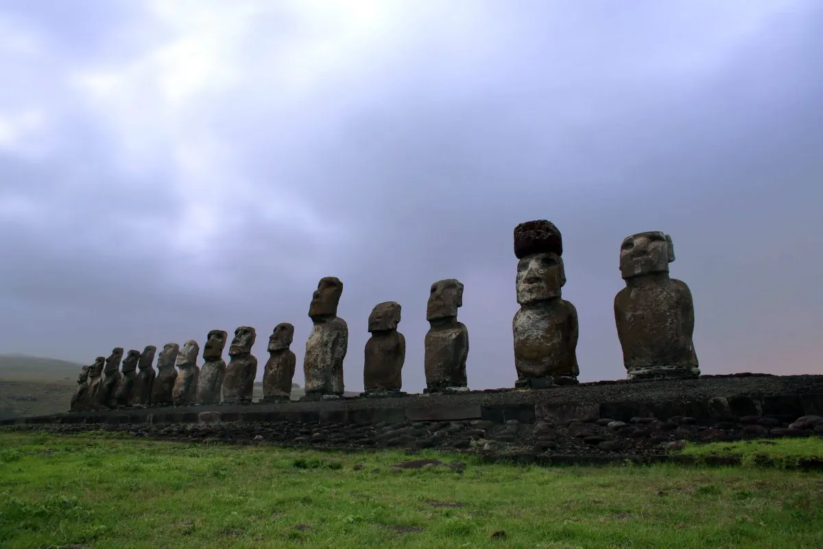 View of Moais on Easter Island. Campaigners are calling for Britain to return a giant statue they say was stolen from the mystical Easter Island. (GREGORY BOISSY/AFP/Getty Images)