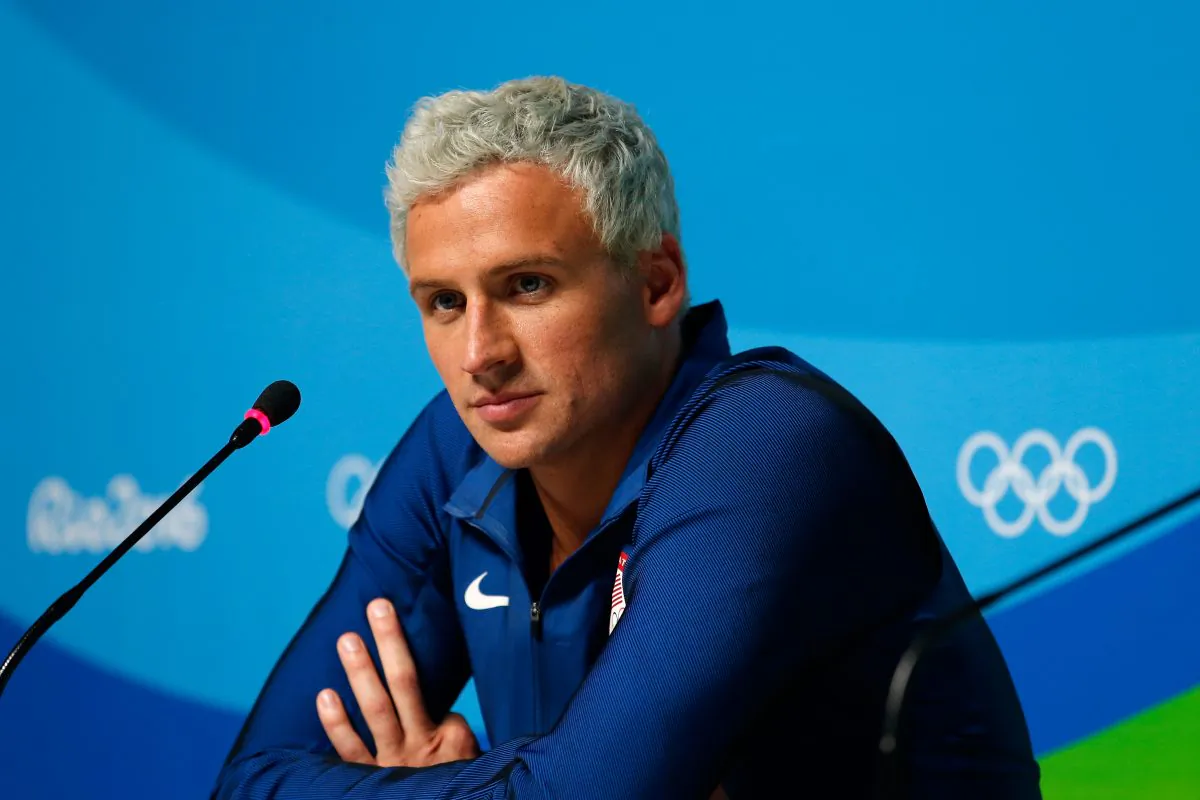 Ryan Lochte of the United States attends a press conference in the Main Press Center on Day 7 of the Rio Olympics in Rio de Janeiro, Brazil on Aug. 12, 2016. (Matt Hazlett/Getty Images)