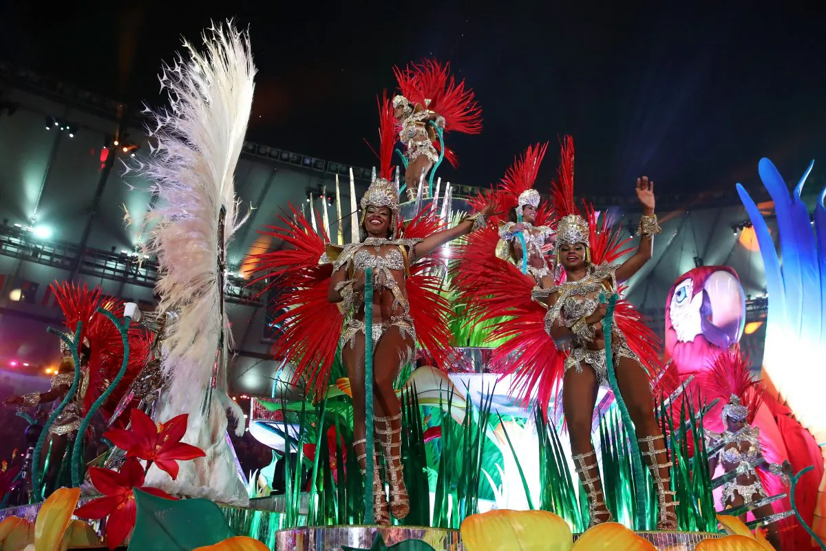 Carnival dancers perform during the closing ceremony of the Rio 2016 Olympic Games at Maracana Stadium on Aug. 21, 2016, in Rio de Janeiro. (Cameron Spencer/Getty Images)