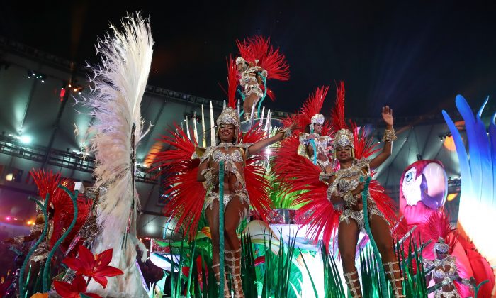 Carnival dancers perform during the closing ceremony of the Rio 2016 Olympic Games at Maracana Stadium on Aug. 21, 2016, in Rio de Janeiro.  (Cameron Spencer/Getty Images)