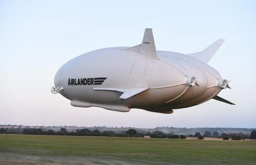 A file photo of the Airlander 10 during its maiden flight at Cardington Airfield in England on Aug. 17, 2016. The Airlander 10 crashed during its second test flight on Aug. 24, 2016, but manufacturer Hybrid Air Vehicles said no one was injured. (Joe Giddens/PA via AP)