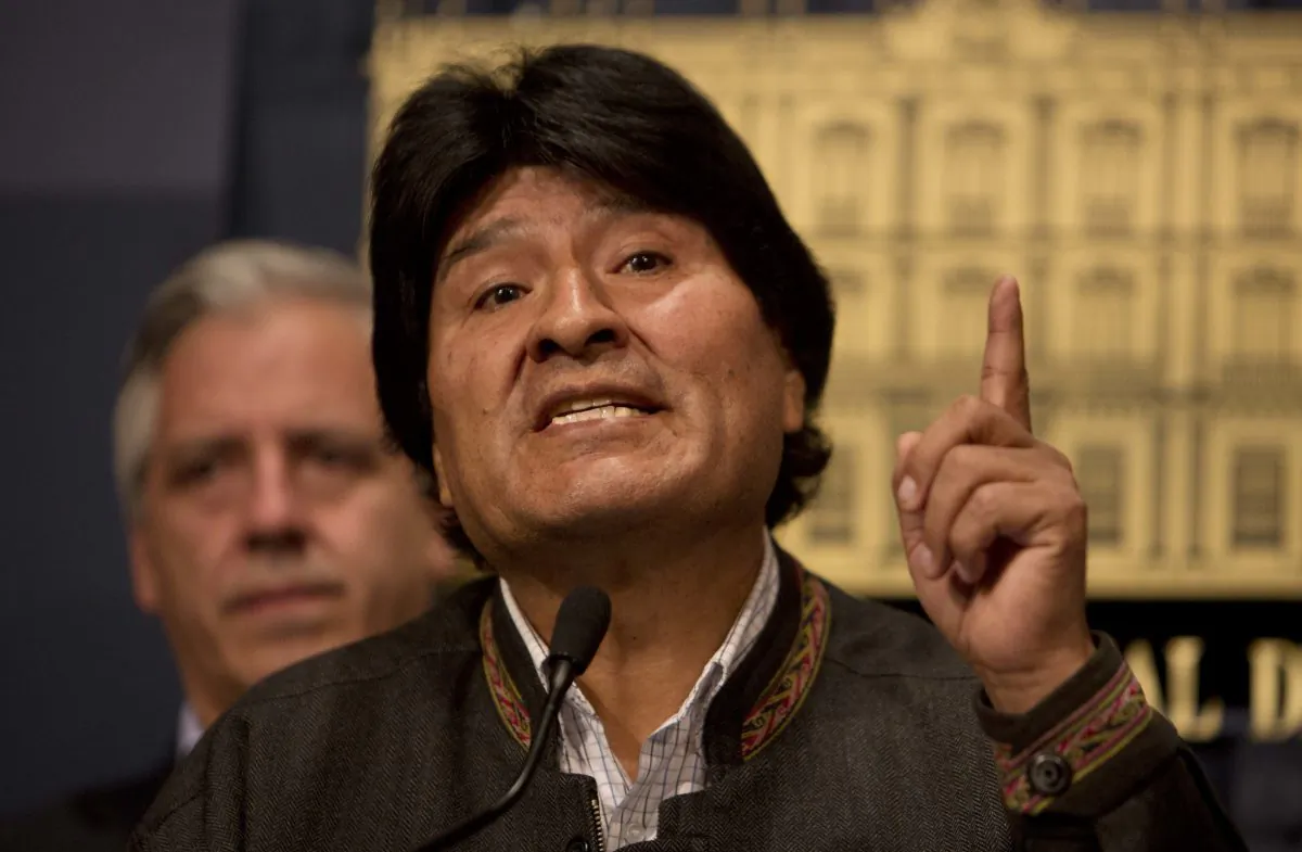 Bolivia's President Evo Morales speaks during a press conference at the government palace in La Paz, Bolivia, on Aug. 26, 2016. (AP Photo/Juan Karita)