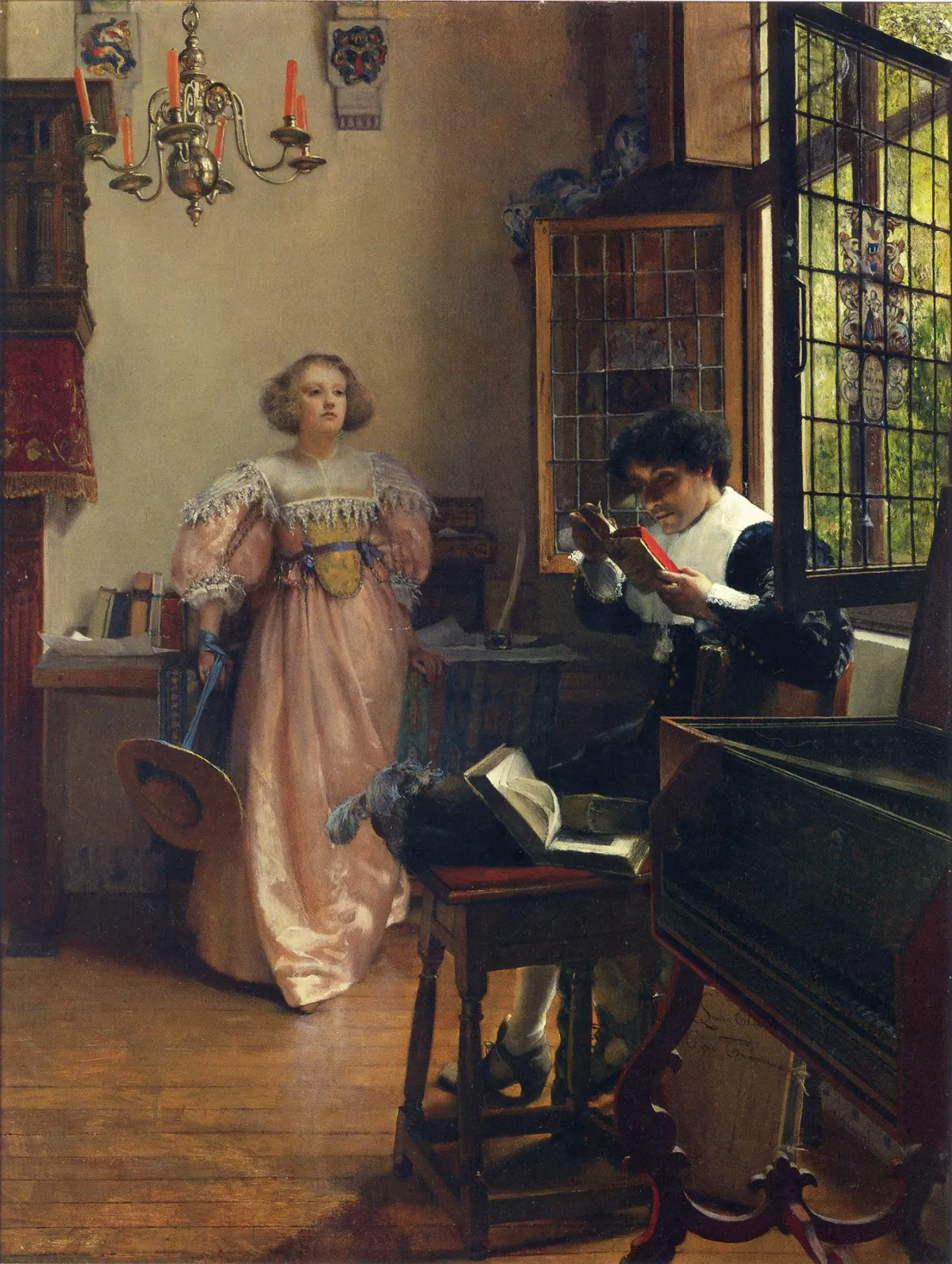 "The Persistent Reader," undated, by Lady Laura Teresa Alma-Tadema (British, 1852–1909). Oil on panel, 23 inches by 17 1/2 inches. Private collection. (Courtesy of Sotheby's)