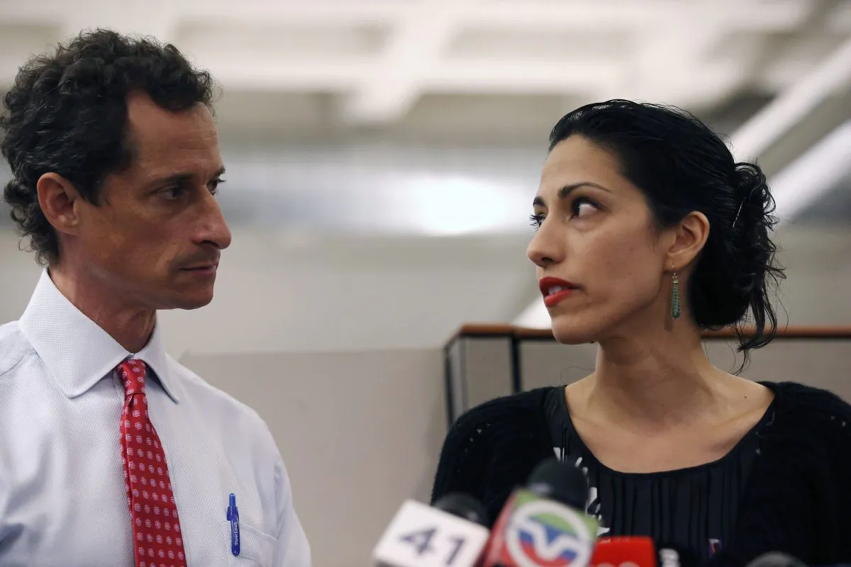 Huma Abedin and Anthony Weiner at a press conference on July 23, 2013 in New York City. (John Moore/Getty Images)