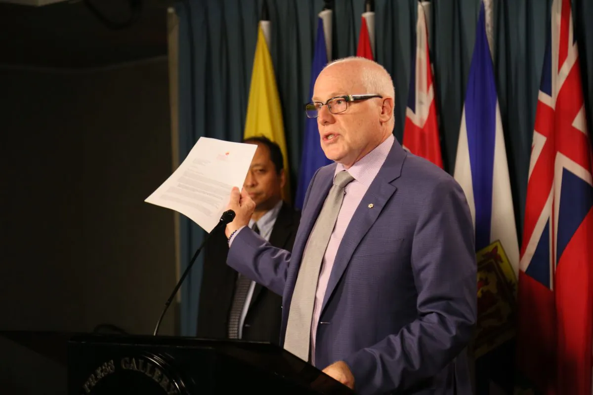 Alex Neve, secretary general of Amnesty International Canada, speaks at a press conference on Parliament Hill on Aug. 30, 2016. A coalition of groups including AI is calling on Prime Minister Trudeau to make human rights an integral part of Canada's relationship with China. (Jonathen Ren/NTD Television)