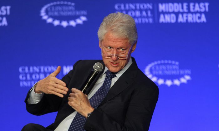 Former President Bill Clinton speaks during a plenary session at a Clinton Global Initiative meeting in Marrakech, Morocco, on May 6, 2015. (AP Photo/Abdeljalil Bounhar)