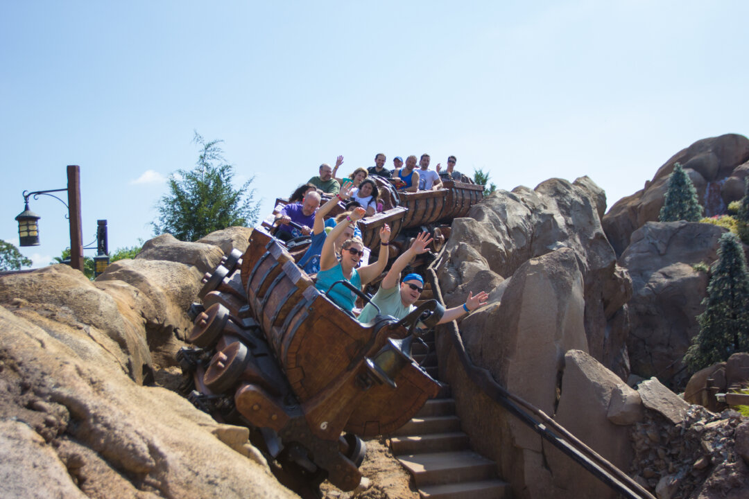 People ride The Big Thunder Mountain roller coaster at Disney's Magic Kingdom. The Big Thunder Mountain ride passed stones most successfully. (Benjamin Chasteen/Epoch Times)