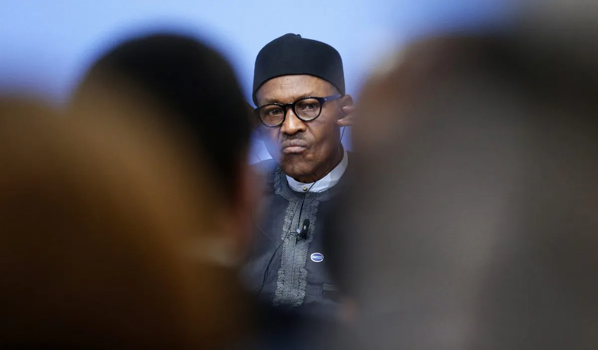 Nigeria President Muhammadu Buhari listens during a panel discussion at the Anti-Corruption Summit in London, England, on May 12, 2016. (AP Photo/Frank Augstein)