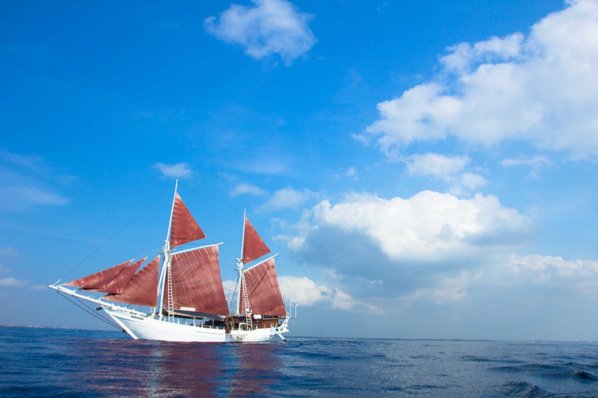 The Katharina, a traditional pinisi-style schooner that sails to islands in the Indonesian Archipelago. (Courtesy of Seatrek Sailing Adventures)