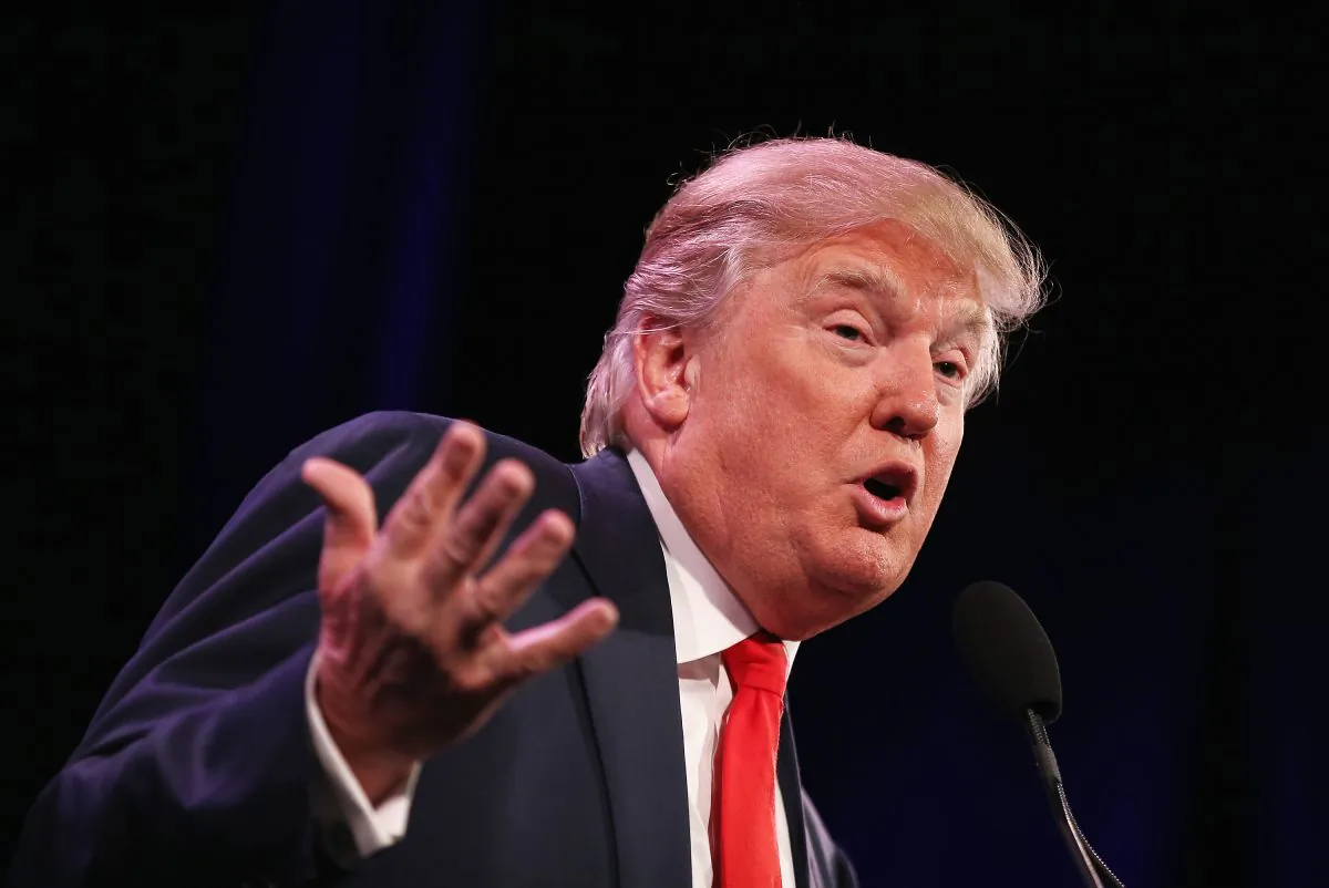 Republican presidential candidate Donald Trump speaks to guests at the Iowa Freedom Summit in Des Moines, Iowa, on Jan. 24, 2015. (Scott Olson/Getty Images)