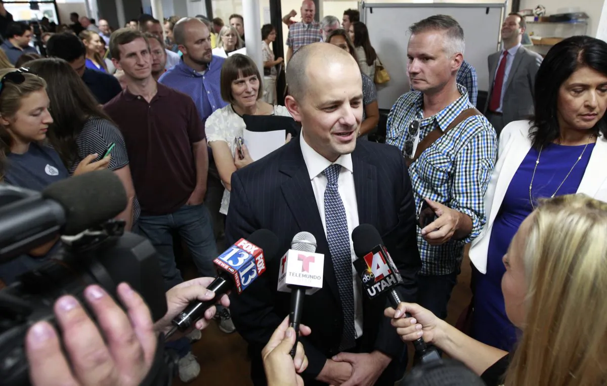 Former CIA agent Evan McMullin after announcing his presidential campaign as an Independent candidate on August 10, 2016 in Salt Lake City, Utah. (George Frey/Getty Images)