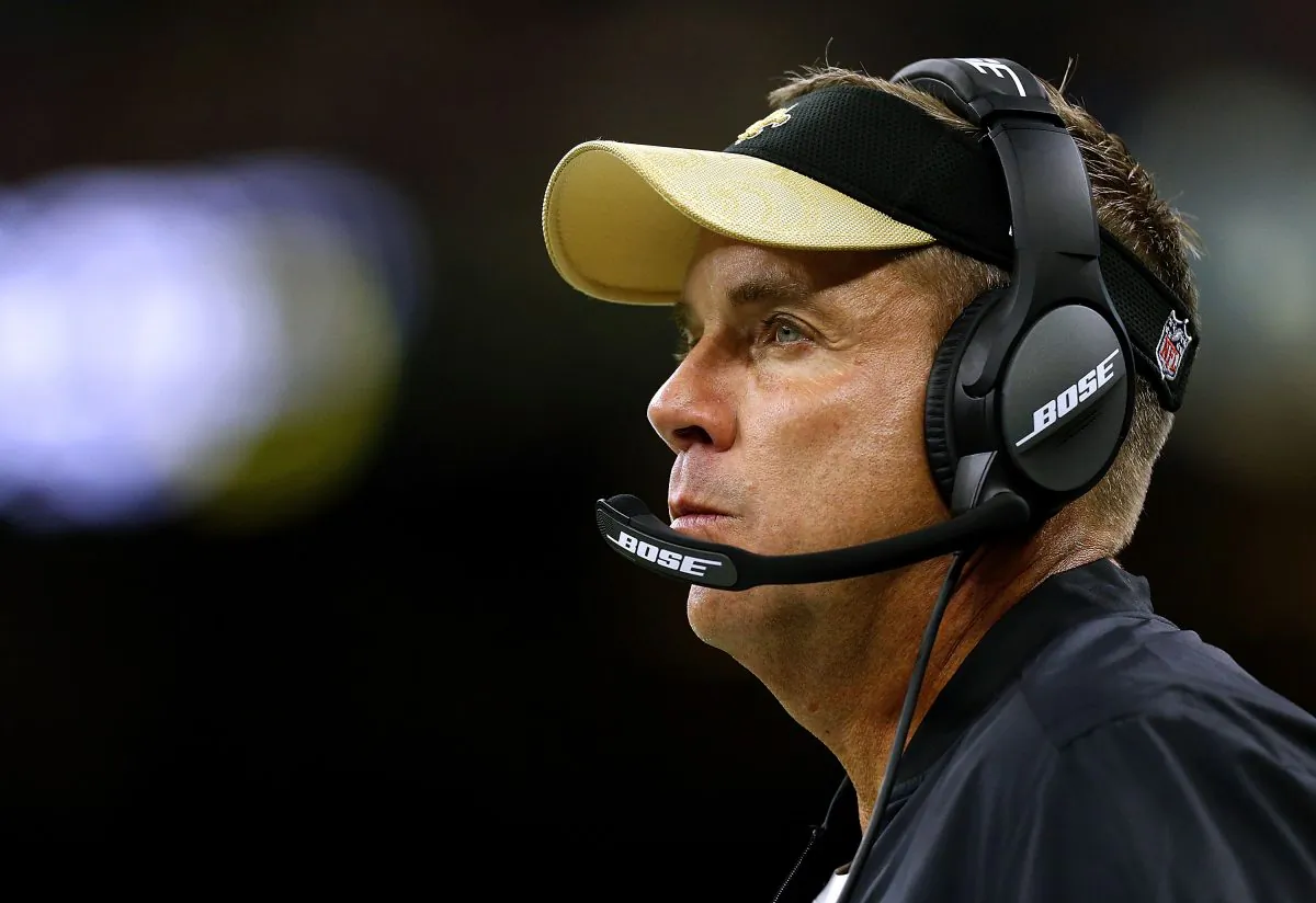 Sean Payton of the New Orleans Saints looks from the sideline during the second half of a game against the Pittsburgh Steelers at the Mercedes-Benz Superdome in New Orleans, Louisiana, on August 16, 2016. (Jonathan Bachman/Getty Images)